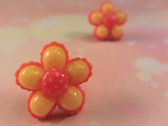 Preview: Candy Blume Ohrstecker Blüte rot orange gelb